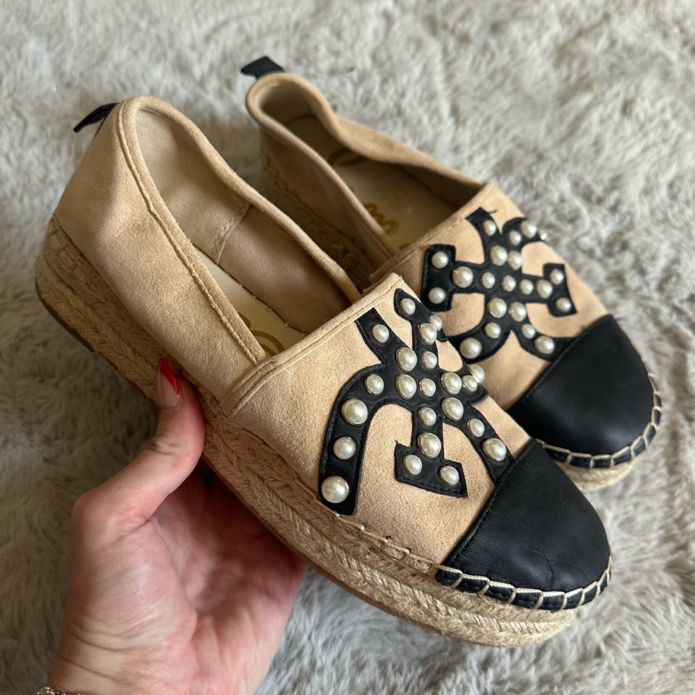 Sam Edelman Tan and Black Espadrilles